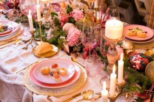 Mesa de Navidad rosa